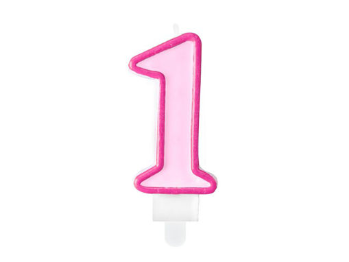 Picture of BIRTHDAY CANDLE PINK NUMBER 1